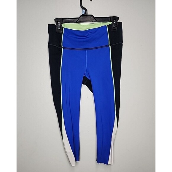 ATHLETA Tanzanite Blue VELOCITY COLORBLOCK CAPRI Stash Pocket Leggings S 457496 - Picture 2 of 9